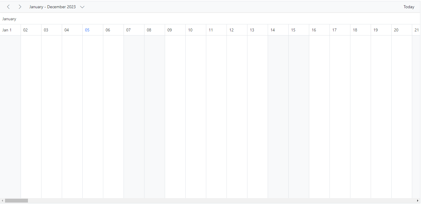 Display dates of a complete year in timeline views