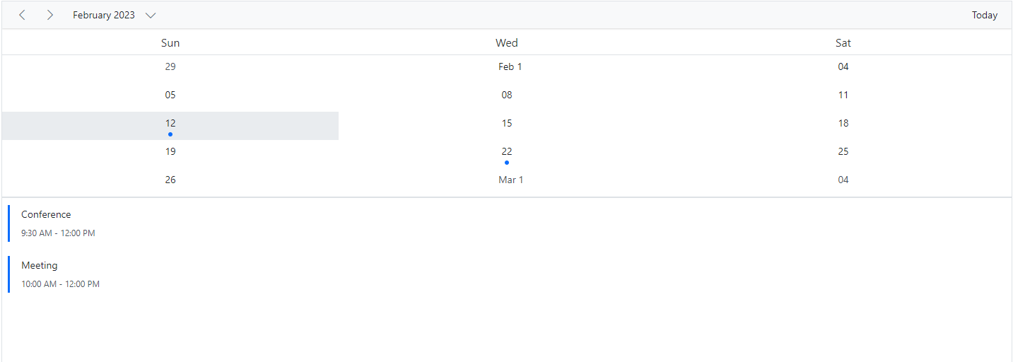 Displaying Month agenda View