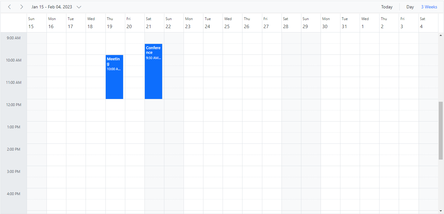Displaying Week View