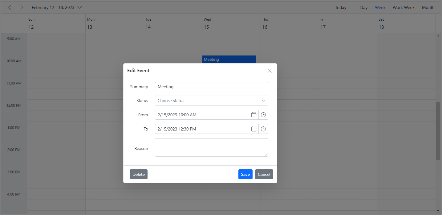 Display Customizing Event Editor Using Template in ASP.NET Core Scheduler