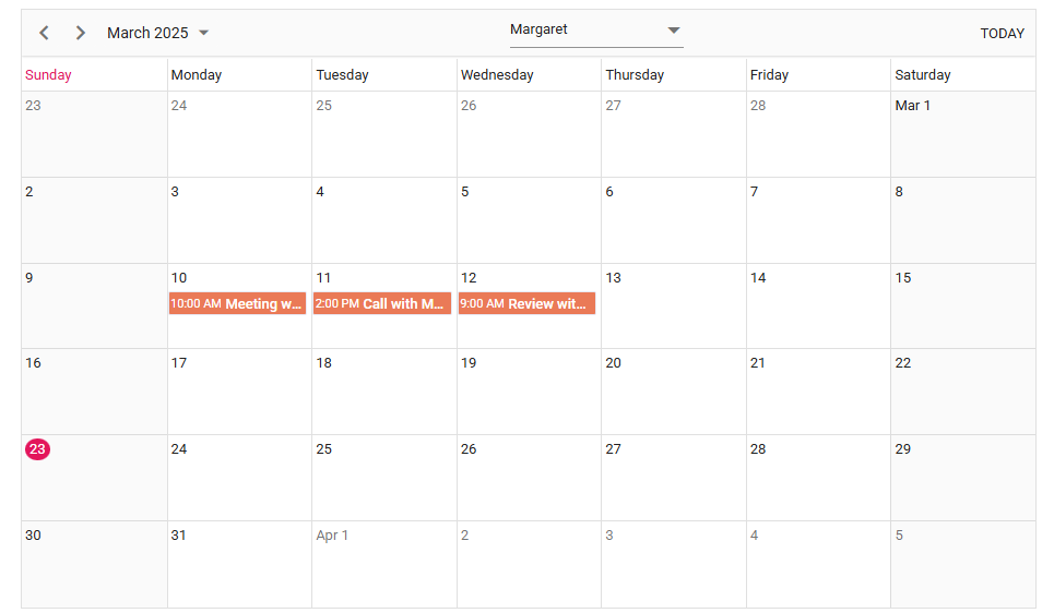 Display Customizing Header Bar Template in ASP.NET Core Scheduler