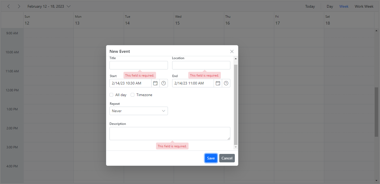 Display Field Validation in ASP.NET Core Scheduler