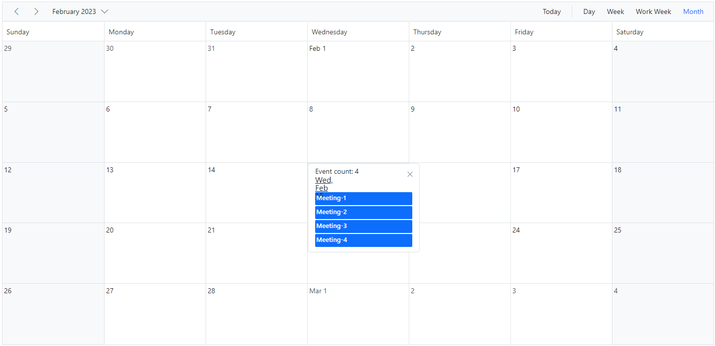 Display Customize the More Events Indicator and Popup in ASP.NET Core Scheduler