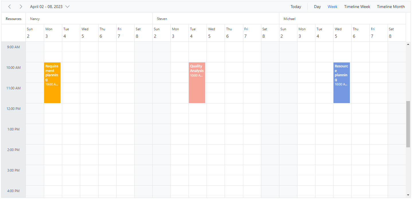 Display Customizing Header Indent Cells in ASP.NET Core Scheduler