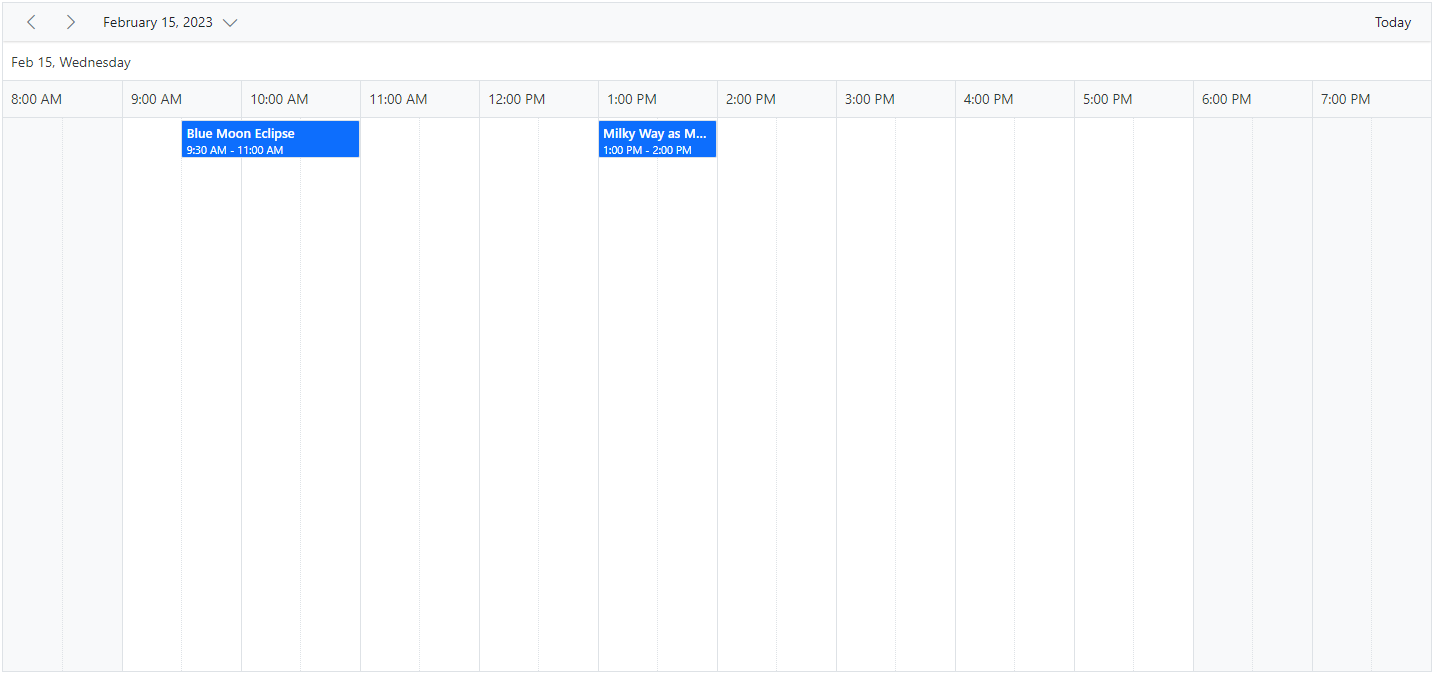 Displaying timeline Day View in ASP.NET Core Scheduler