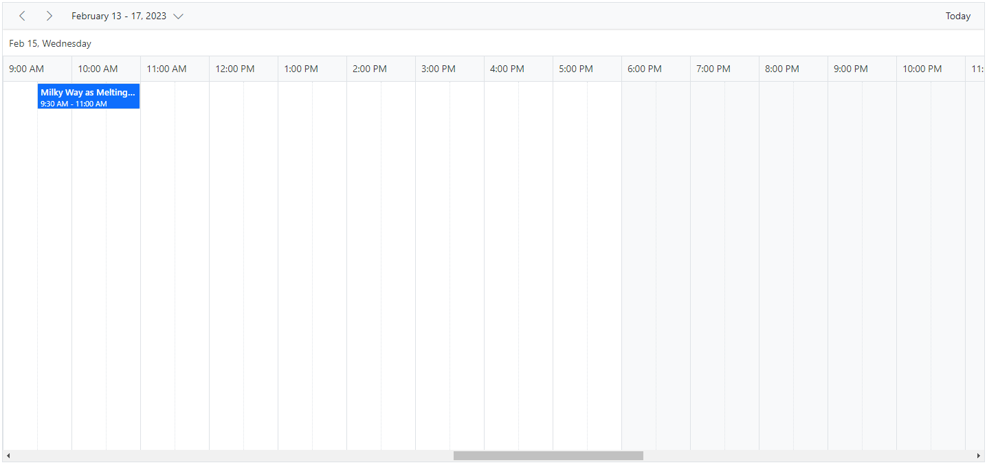 Displaying timeline Week View in ASP.NET Core Scheduler