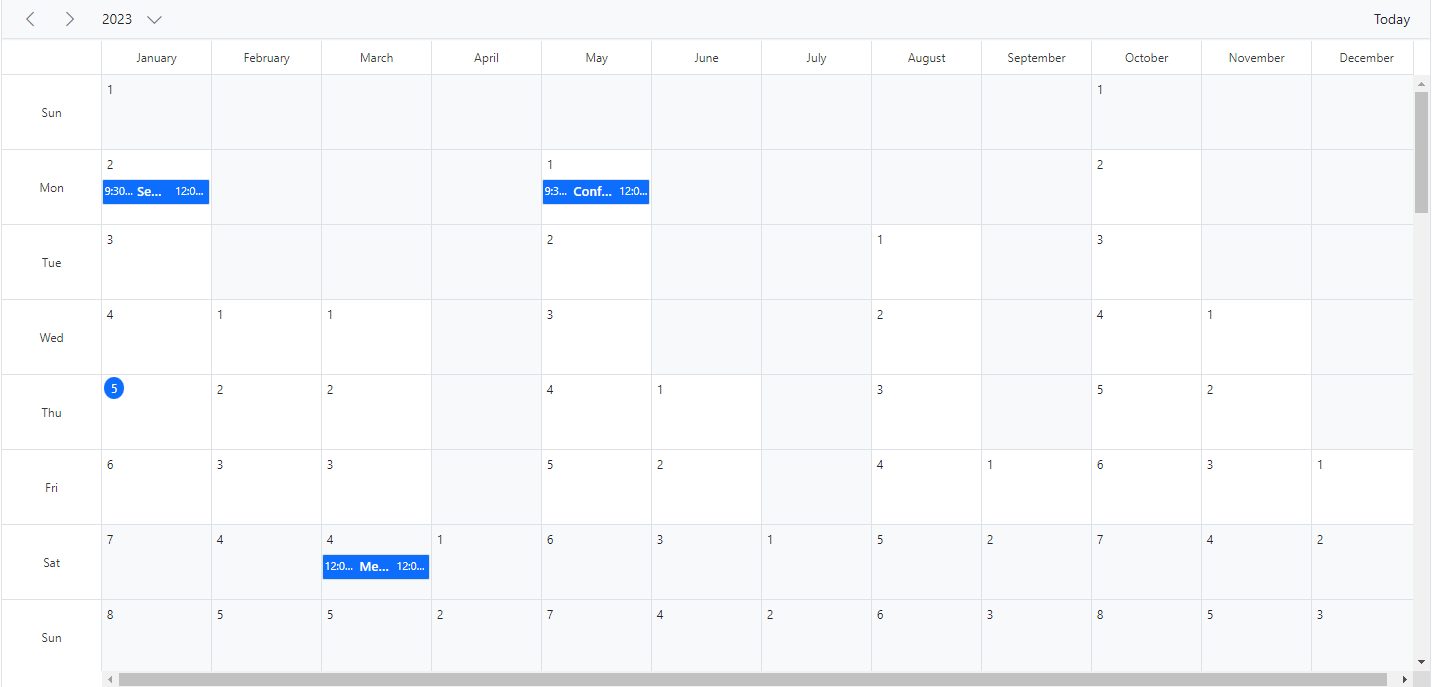 Displaying Timeline Year View in ASP.NET Core Scheduler
