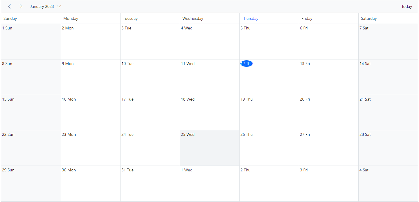 Month view cell header template
