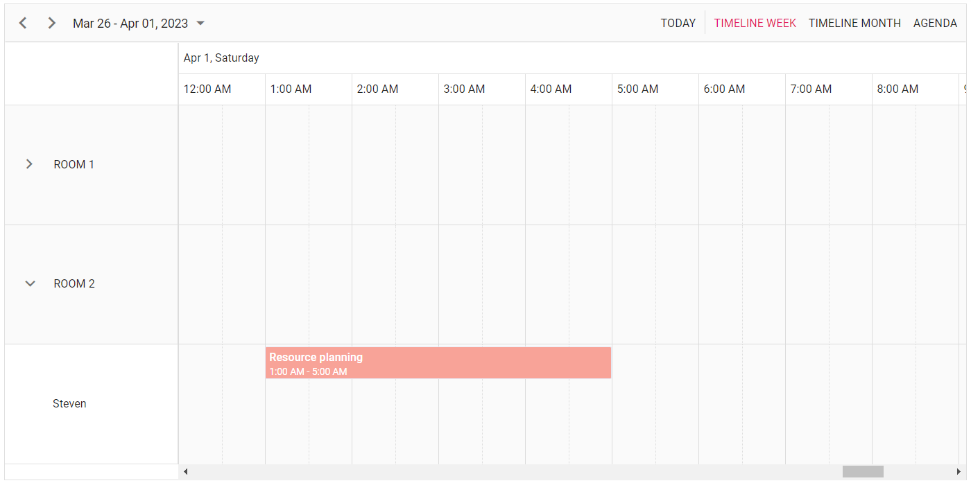 Collapse/Expand child resources with timeline views in ASP.NET MVC Scheduler