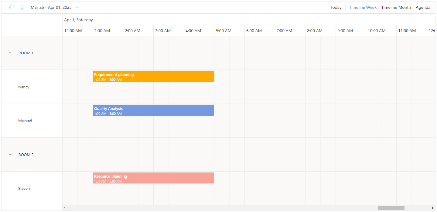 Displaying Timeline Resource View in ASP.NET MVC Scheduler