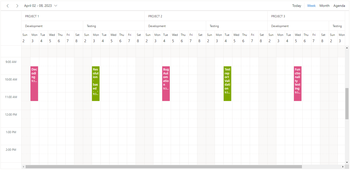 Vertical Resource View in ASP.NET MVC Scheduler