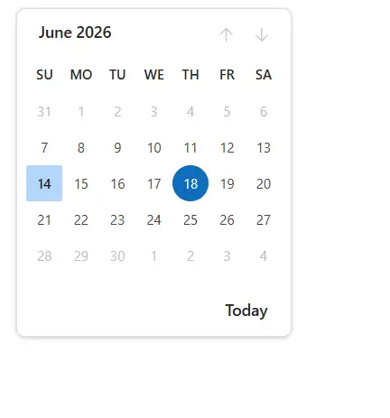 DataRange in Blazor Calendar Component
