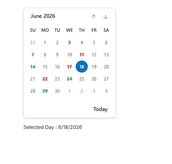Blazor Calendar with special dates