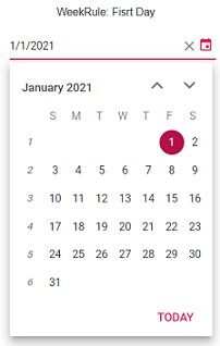 Blazor DatePicker displays Week Rule of FirstDay