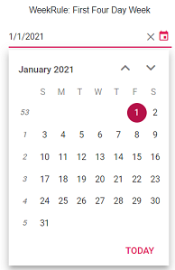Blazor DatePicker displays Week Rule of FirstFourDayWeek
