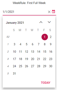 Blazor DatePicker displays Week Rule of FirstFullWeek