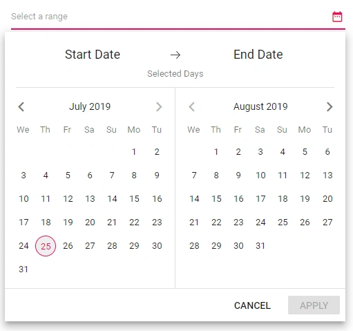 Customization in Blazor DateRangePicker
