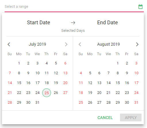 Customization using CssClass Blazor DateRangePicker