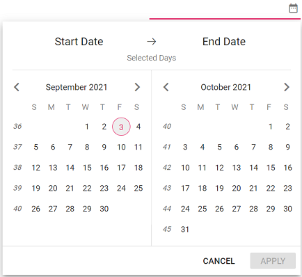 Blazor DateRangePicker with week numbers
