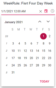 Blazor DateTimePicker displays Week Rule of FirstFourDayWeek
