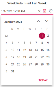 Blazor DateTimePicker displays Week Rule of FirstFullWeek