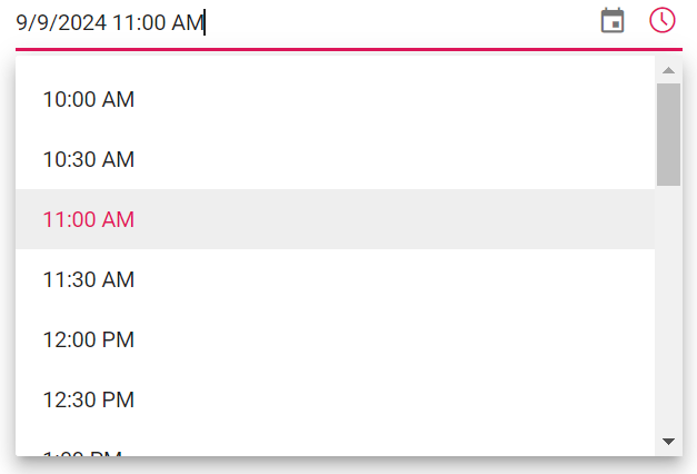 Time Selection in Blazor DateTimePicker