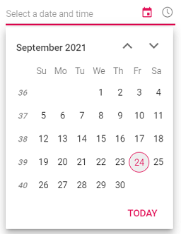 Blazor DateTimePicker with week numbers