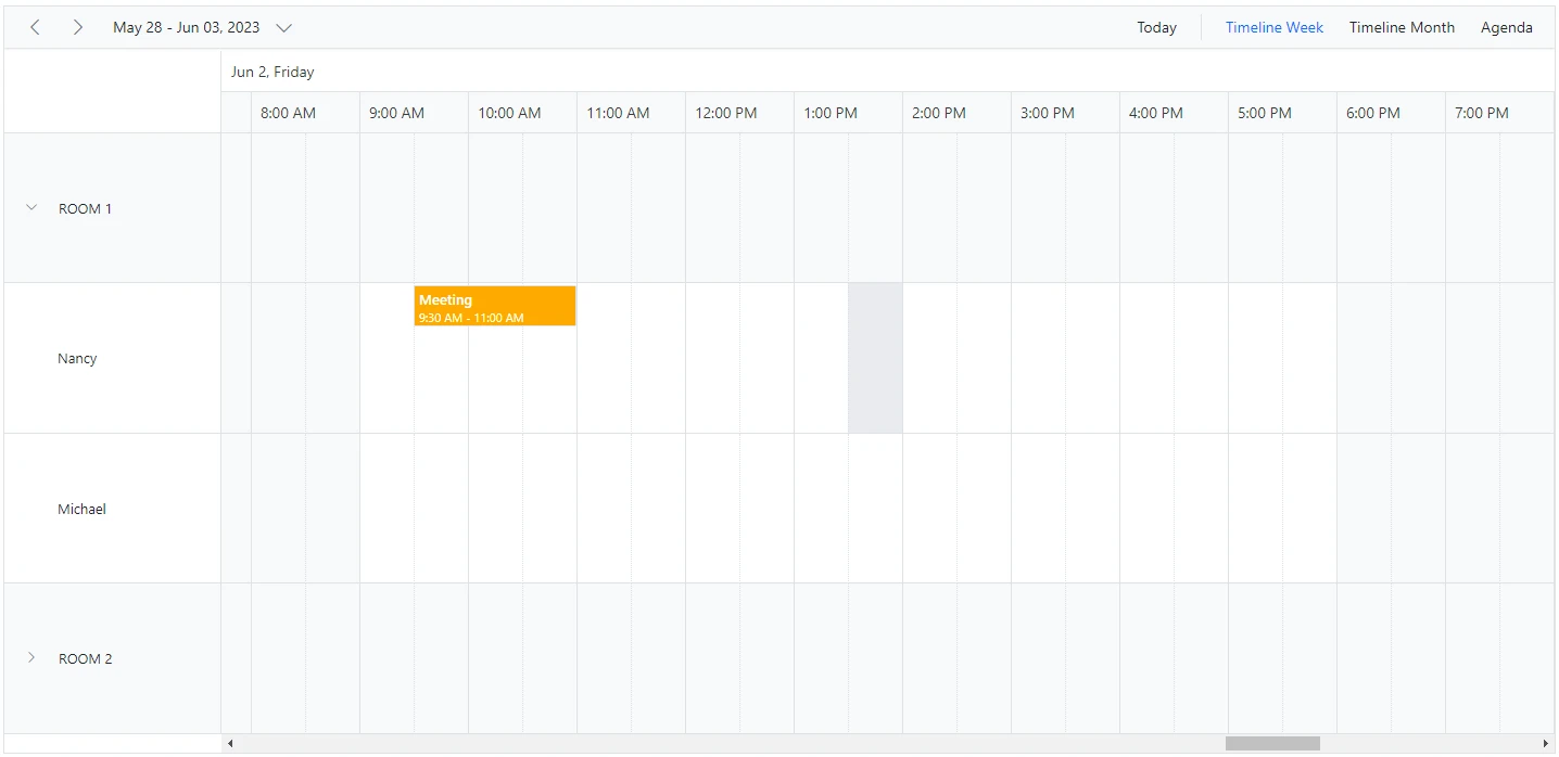 Blazor Scheduler expand and collapse resources