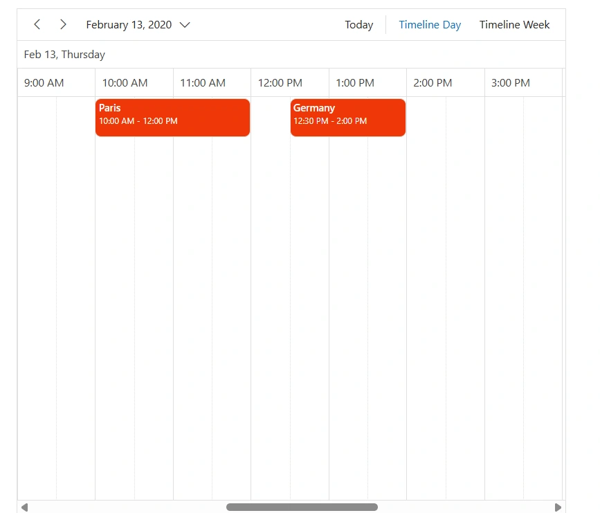 Appointments in timeline view