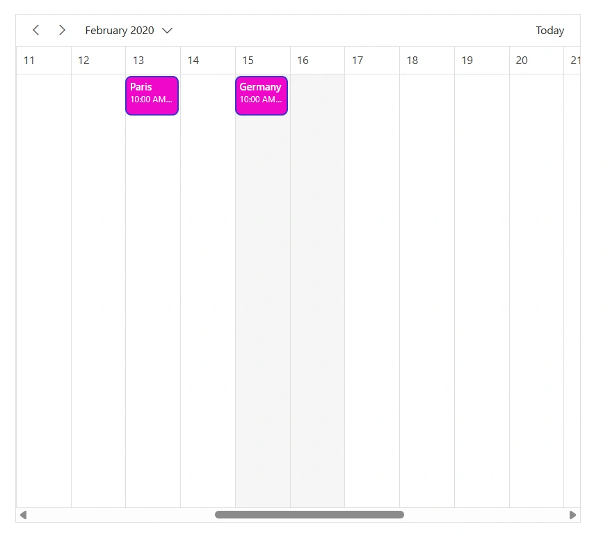 Appointments in timeline Month view