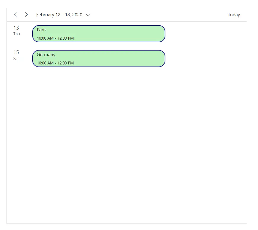 Appointments in agenda view