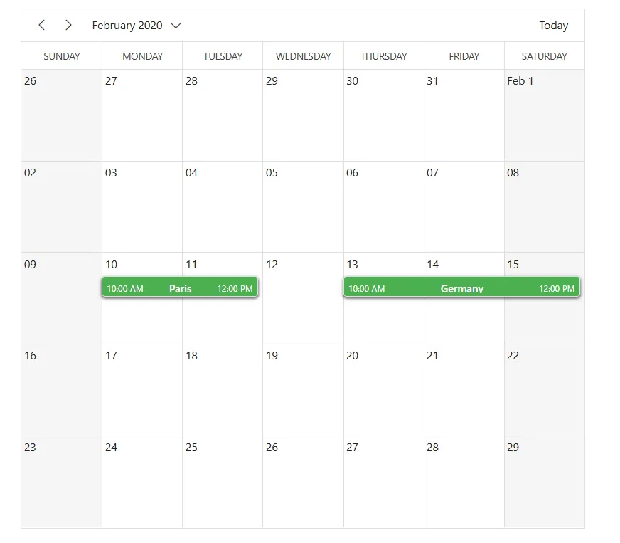 Appointments in month view