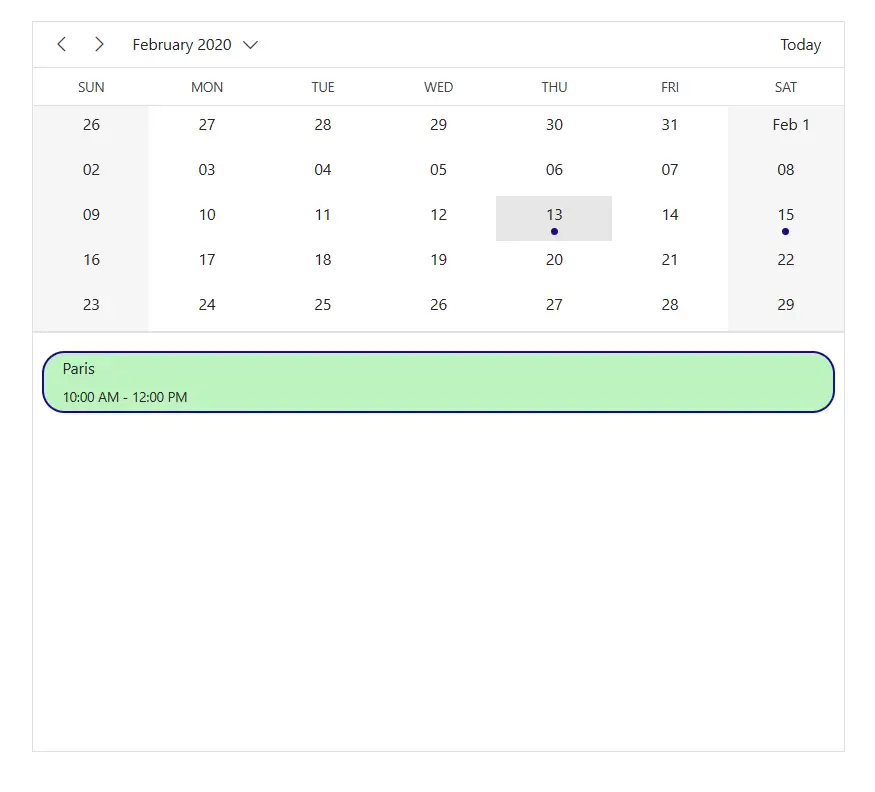 Appointments in month agenda view