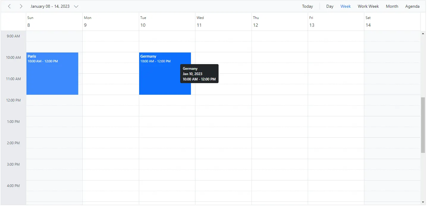 Built-in Tooltip in Blazor Scheduler