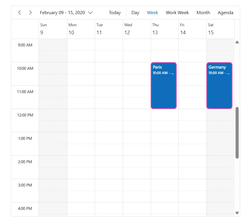 Appointments in vertical view