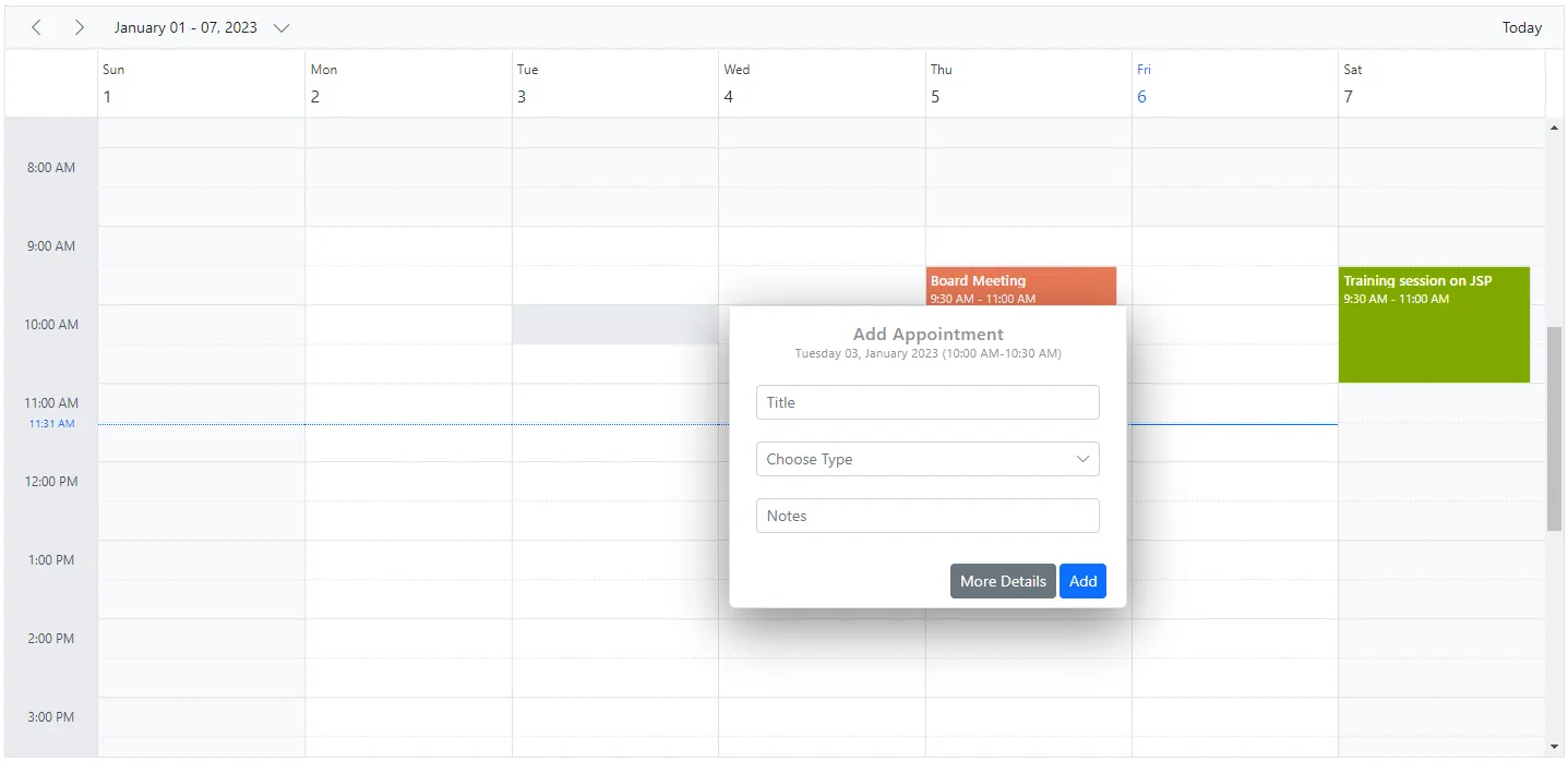 Quick Popup on Cell in Blazor Scheduler
