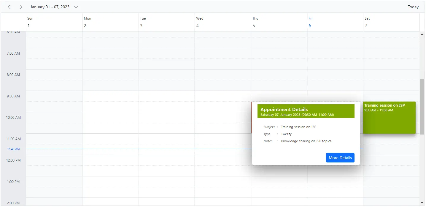 Quick Popup on Event in Blazor Scheduler