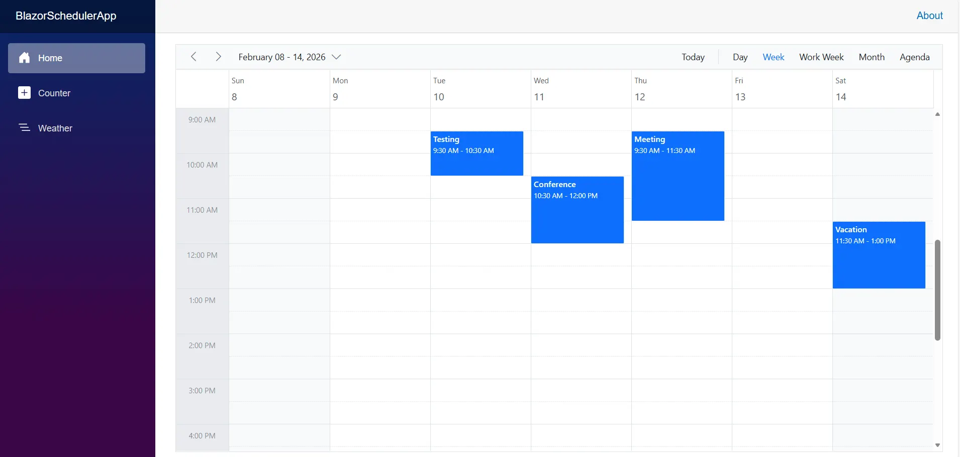 Basic Scheduler displaying appointments from the GraphQL Server
