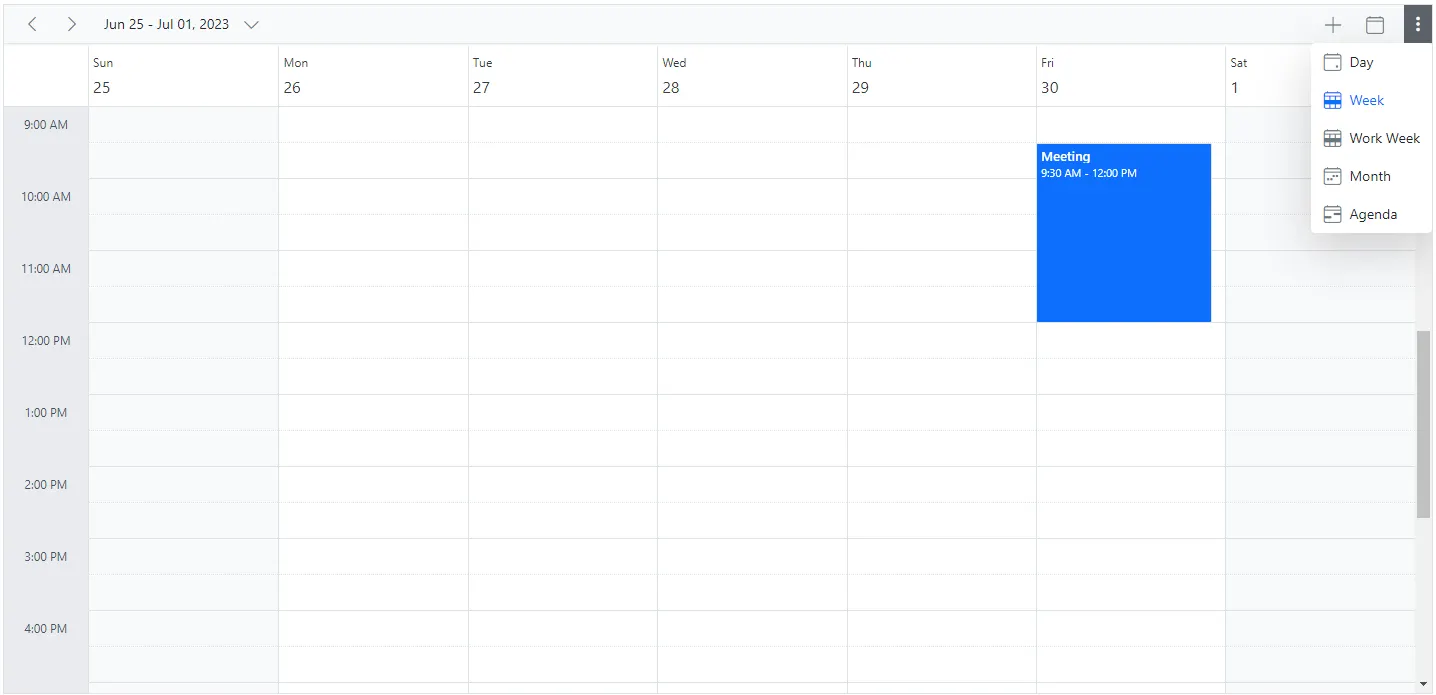 Displaying Header Bar Popup in Blazor Scheduler