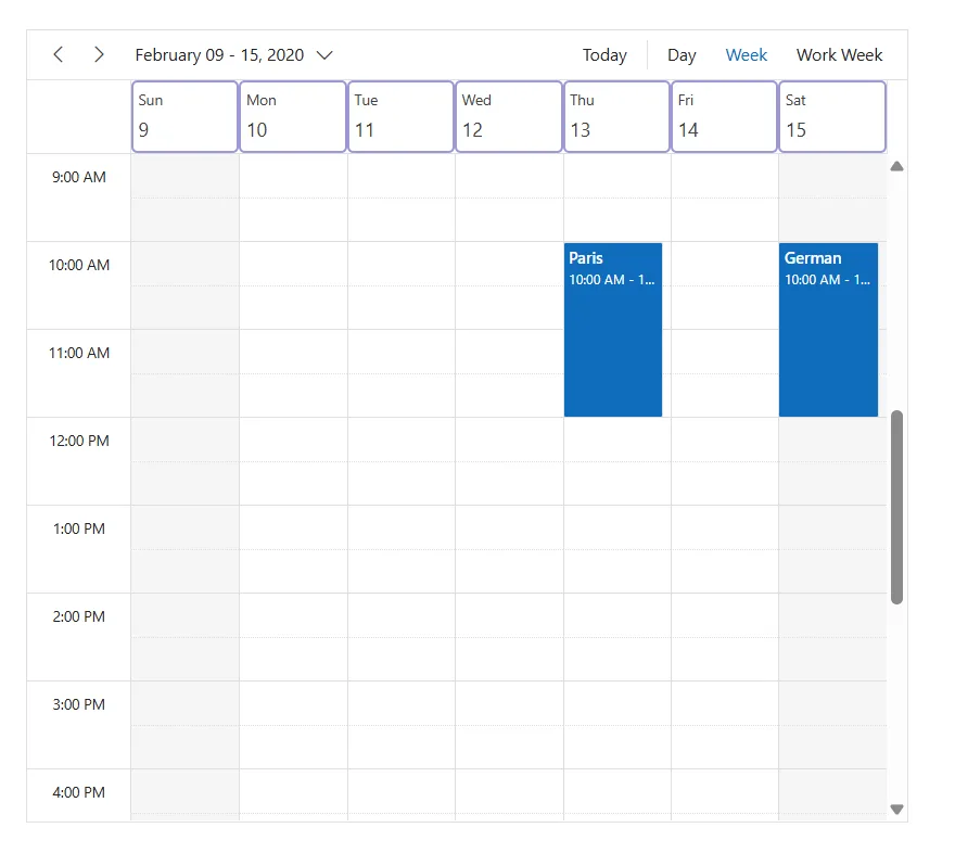 Header cells in schedule