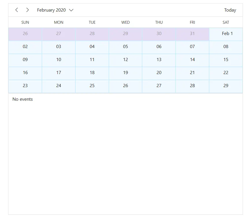 Other month work cells in month agenda view