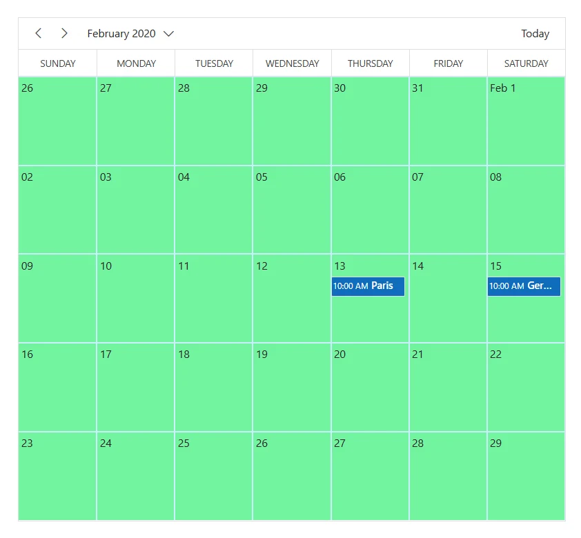 Work cells in month view