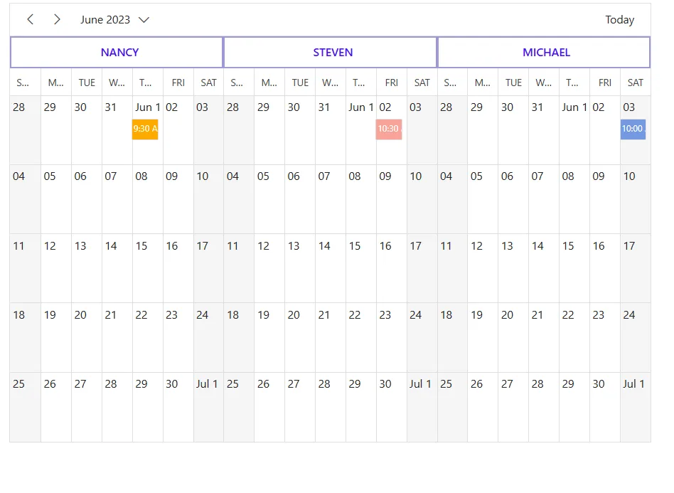 Resource cells in month view