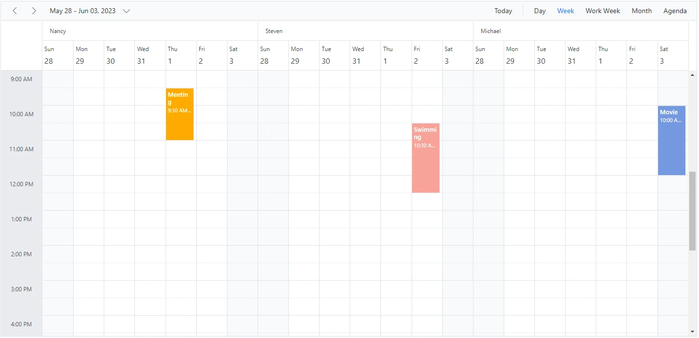 Grouping single-level resources in Blazor Scheduler