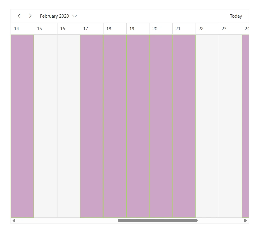 Work day cells in timeline month view