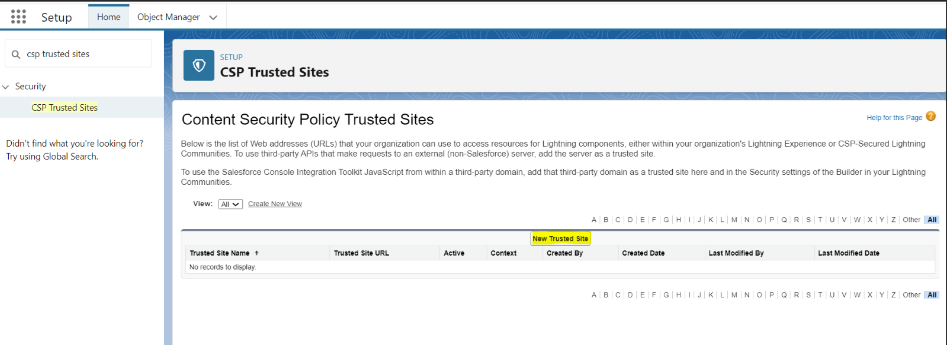 Salesforce CSP trusted sites