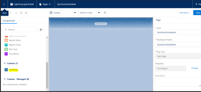 Search Scheduler page