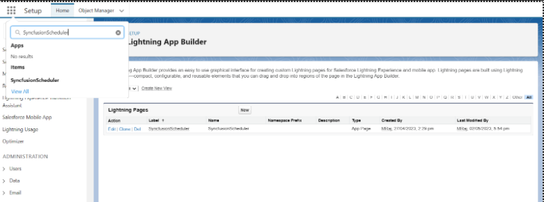 Search Scheduler page