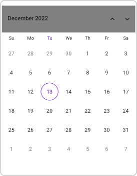 Month view Header appearance Changed in .NET MAUI Calendar.