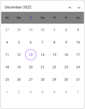 Month view View Header appearance Changed in .NET MAUI Calendar.